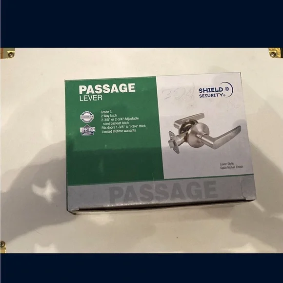 2 pack, Shield Security Passage Lockset Grade 3 Straight-Lever Satin Nickel